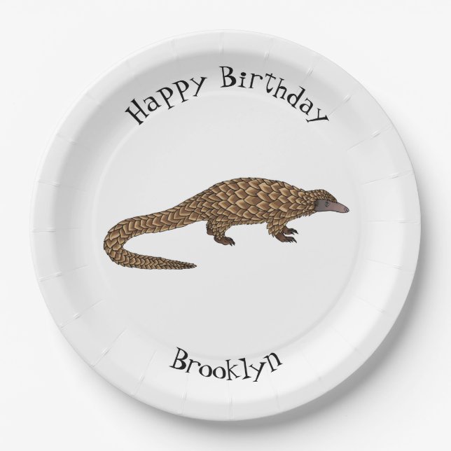 Assiettes En Carton Illustration de pangolin à queue longue (Devant)