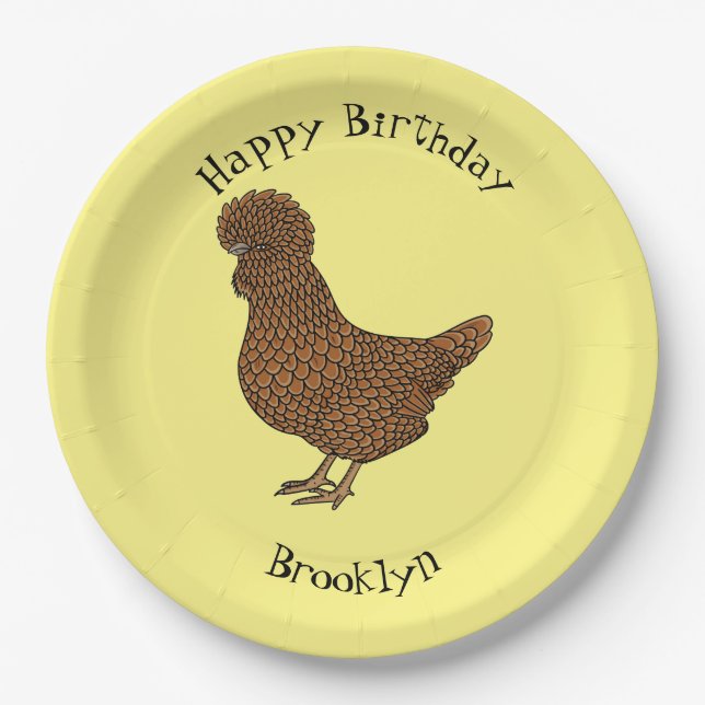 Assiettes En Carton Illustration de poulet à la polis chamois (Devant)