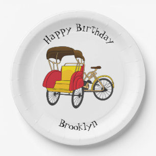 Assiettes En Carton Illustration de pousse-pousse pédicab
