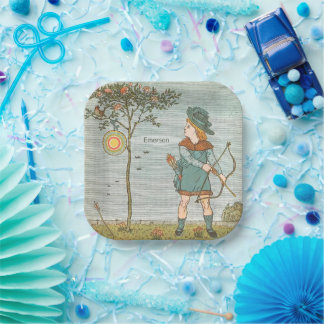 Assiettes En Carton Illustration de rime de la pépinière vintage Boy B