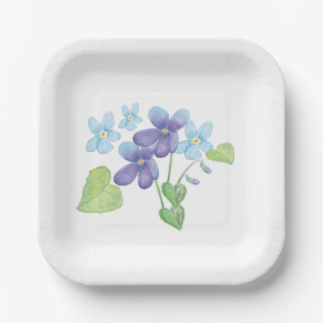 Assiettes En Carton Illustration des fleurs de violet sauvages (Recto)