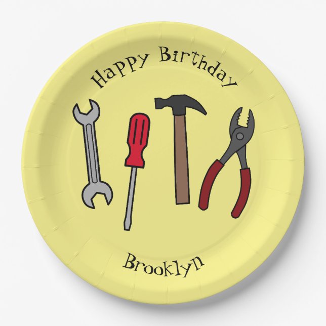 Assiettes En Carton Illustration des outils de menuiserie (Devant)