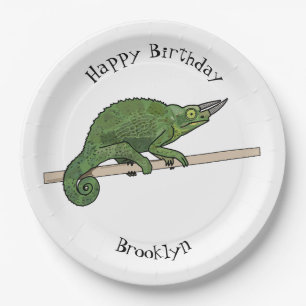 Assiettes En Carton Illustration du caméléon de Jackson