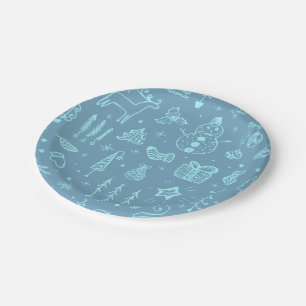 Assiettes En Carton Illustration du dessin du Doodle de Noël mignon  