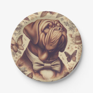 Assiettes En Carton Illustration du Dogue de Bordeaux vintage