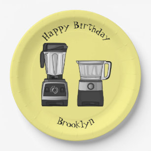 Assiettes En Carton Illustration du processeur et du mixeur alimentair