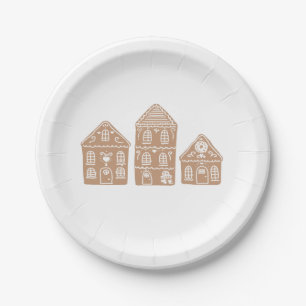 Assiettes En Carton Illustration du village de Gingerbread