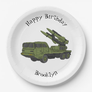 Assiettes En Carton Illustration d'un camion de missiles militaires