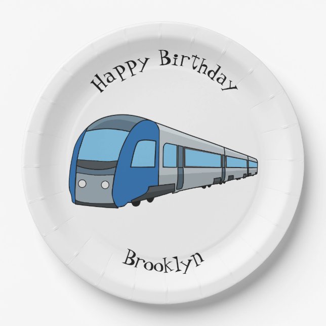 Assiettes En Carton Illustration d'un train électrique (Devant)