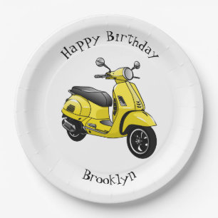 Assiettes En Carton Illustration d'une moto cyclable