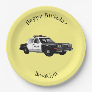 Assiettes En Carton Illustration d'une voiture de police