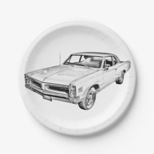Assiettes En Carton Illustration d'une voiture musculaire Pontiac Lema