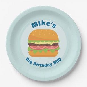 Assiettes En Carton Illustration Hamburger Anniversaire BBQ