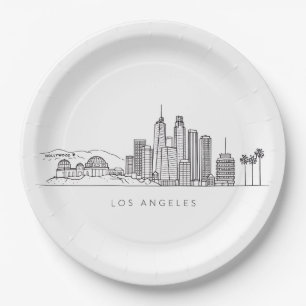 Assiettes En Carton Illustration minimaliste de la skyline de Los Ange