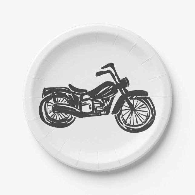 Assiettes En Carton Illustration rétrospective moto - Choisir un arriè (Devant)