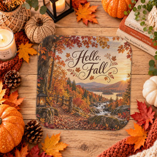 Assiettes En Carton Illustration rustique de la saison d'automne