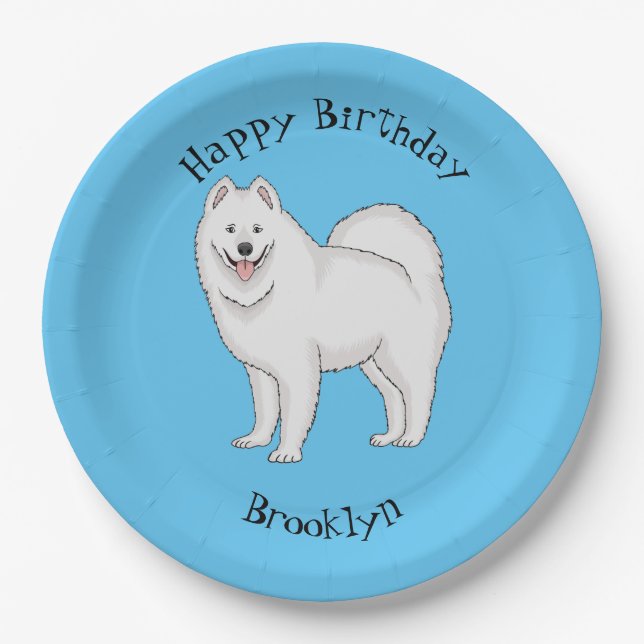 Assiettes En Carton Illustration Samoyed dog (Devant)