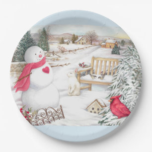 Assiettes En Carton Illustration Snowmen Winter Wonderland