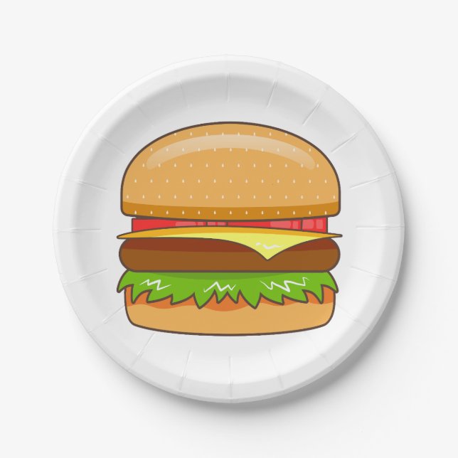 Assiettes En Carton Illustration vectorielle de burger (Devant)