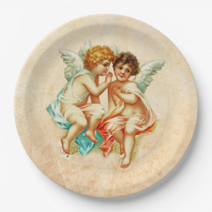Assiettes En Carton Illustration vintage d'Antique Cherub Angels