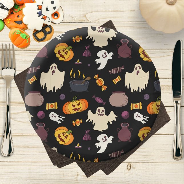 Assiettes En Carton Illustrations de fête d'Halloween (Créateur téléchargé)