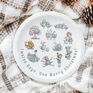 Assiettes En Carton Illustrations lunaires 12 Jours de Noël