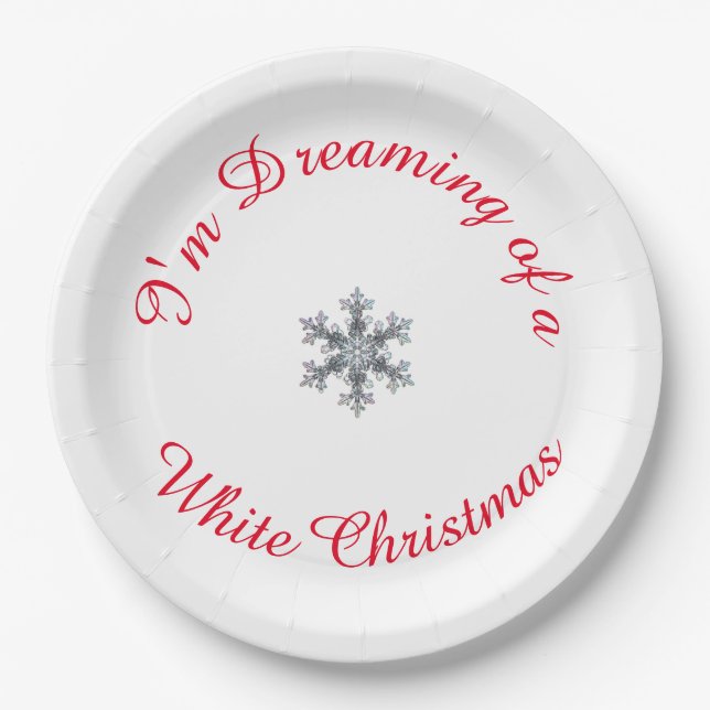 Assiettes En Carton I'm Dreaming of a White Christmas - Snow flake  (Devant)