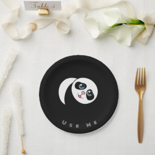 Assiettes En Carton Image de Panda Utiliser moi Texte Imprimé Papier