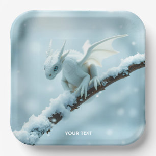 Assiettes En Carton Imaginaire Bébé blanc mignon Dragon