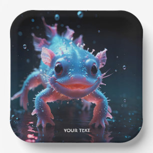 Assiettes En Carton Imaginaire bleu mignon Axolotl souriant