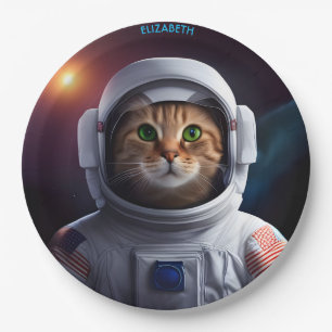 Assiettes En Carton Imaginaire Cute Chat En Astronaut Spacesuit