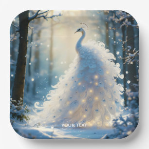 Assiettes En Carton Imaginaire Cute Neige Blanc Peacock