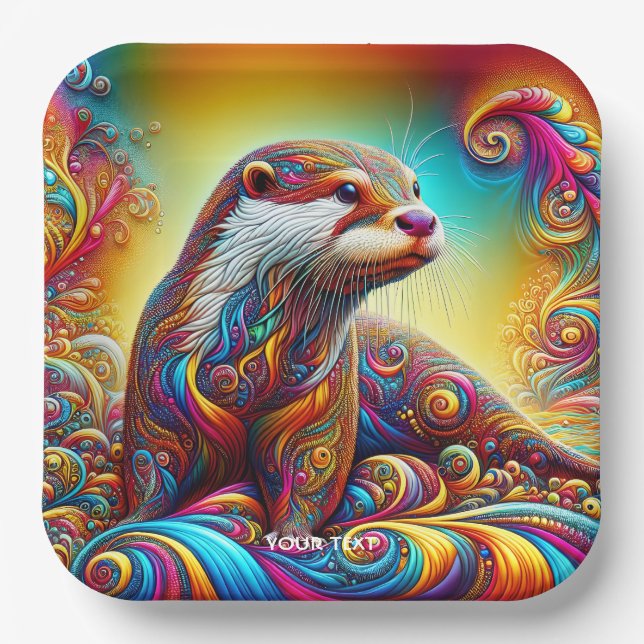 Assiettes En Carton Imaginaire Cute Otter Couleurs Danse (Recto)