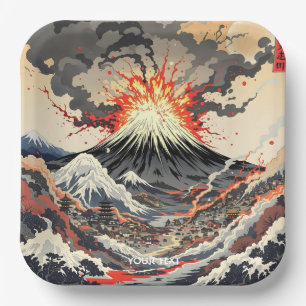 Assiettes En Carton Imaginaire Cute Volcan Japonais Érupteur