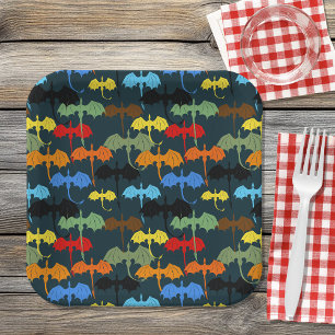 Assiettes En Carton Imaginaire de vol de l'aile Dragon Blue
