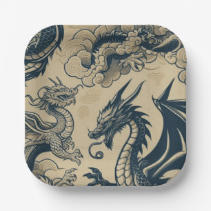 Assiettes En Carton Imaginaire Dragons antiques