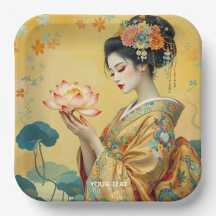 Assiettes En Carton Imaginaire Fleur mignonne Japonaise fille japonais
