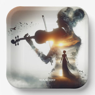 Assiettes En Carton Imaginaire jolie violon fille soleil