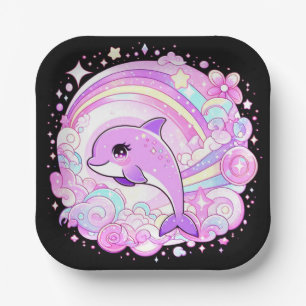 Assiettes En Carton Imaginaire magique Baby shower dauphin