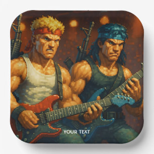 Assiettes En Carton Imaginaire mignon Pixelizé Rock Band