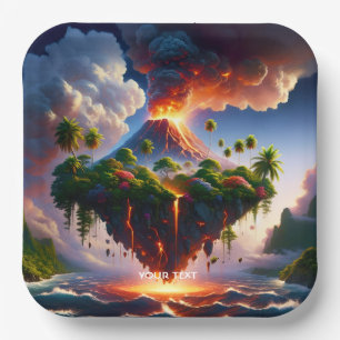 Assiettes En Carton Imaginaire Mignonne Île Avec Volcan