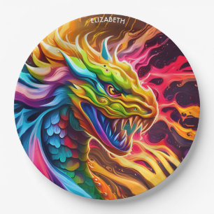 Assiettes En Carton Imaginaire Mythe coloré Vivid Dragon.