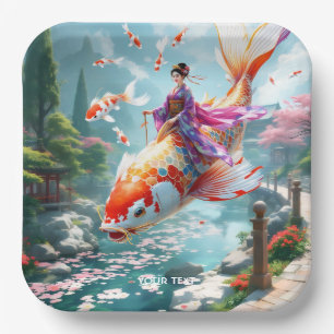Assiettes En Carton Imaginaire Poisson mignon Japonaise fille japonais