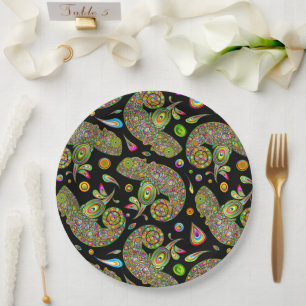 Assiettes En Carton Imaginaire psychédélique de Chameleon