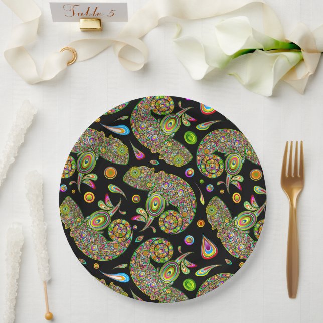 Assiettes En Carton Imaginaire psychédélique de Chameleon (Mariage)