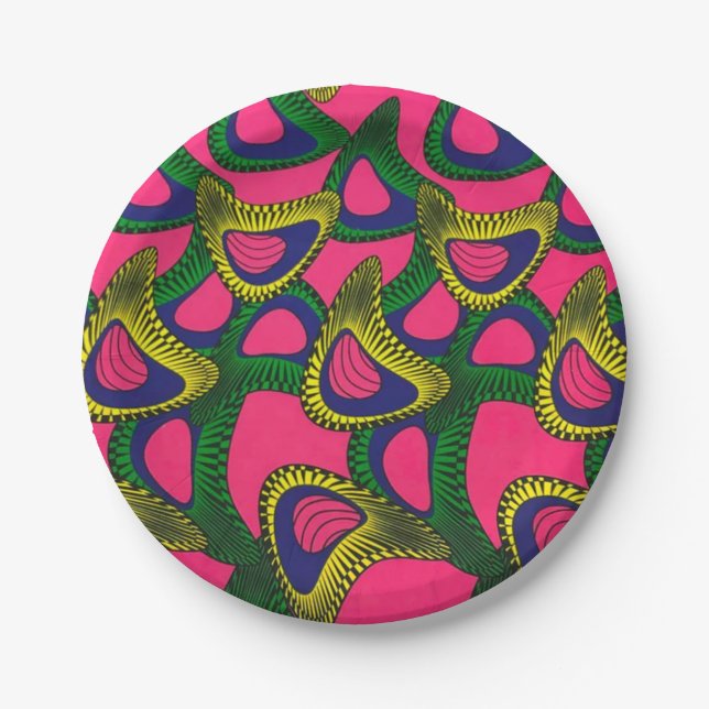 Assiettes En Carton Impression africaine (Devant)