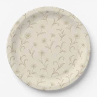 Assiettes En Carton Impression botanique à crémeuse neutre