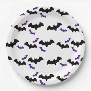 Assiettes En Carton Impression de chauve-souris Halloween