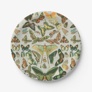 Assiettes En Carton Impression de motif de papillon de nuit vintage