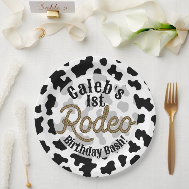 Assiettes En Carton Impression de vache noire Country Western Rodeo Pa (Mariage)